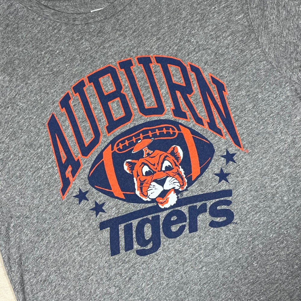 Tailgate Auburn Tigers Football Retro Inspired Graphic‎ T-Shirt Women Large Gray